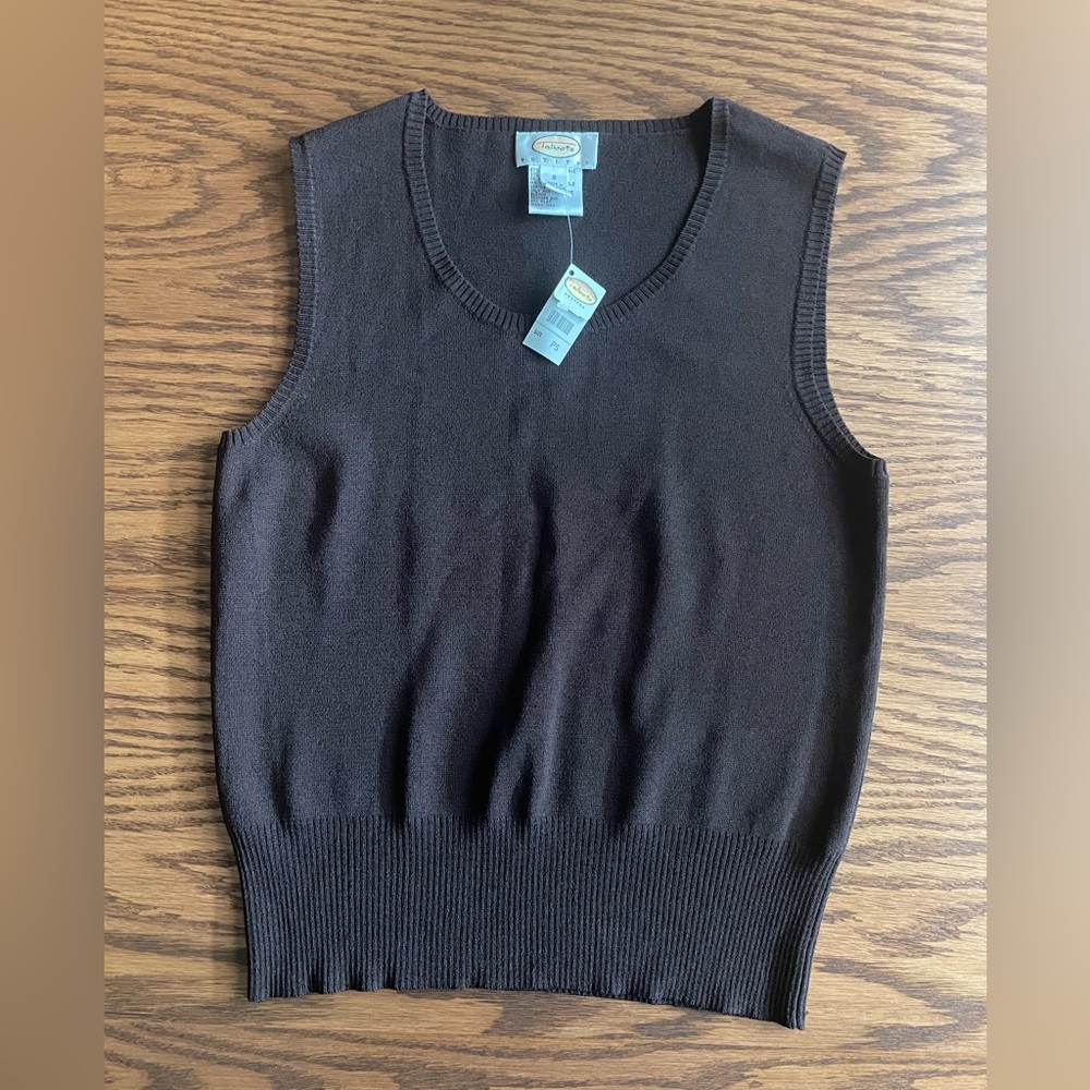 Talbots Brown Crew Neck Sleeveless Knit Top Size S